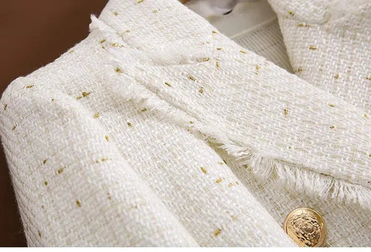 Heidi-Mode | Tweed Blazer Damen - Lässig - Unifarben