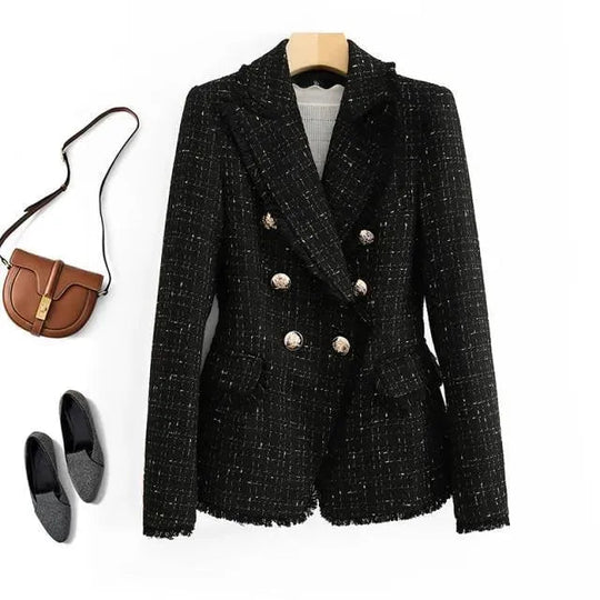 Heidi-Mode | Tweed Blazer Damen - Lässig - Unifarben