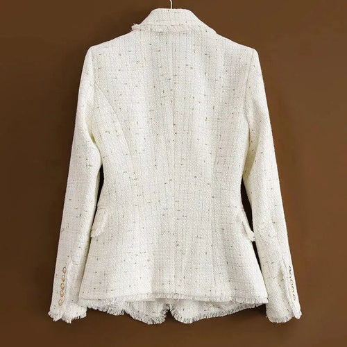 Heidi-Mode | Tweed Blazer Damen - Lässig - Unifarben