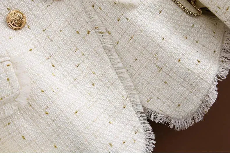 Heidi-Mode | Tweed Blazer Damen - Lässig - Unifarben