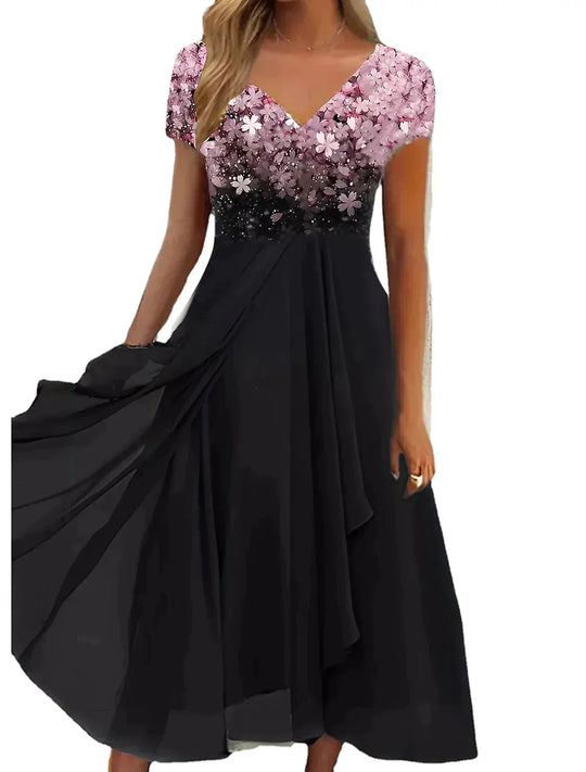 blumige Eleganz Midi Spitzenkleid