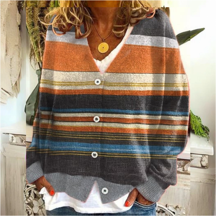Heidi-Mode | Damen Knopf Blumen Cardigan aus Daunen Warm