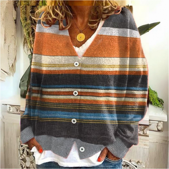 Heidi-Mode | Damen Knopf Blumen Cardigan aus Daunen Warm