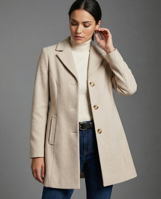 Damen eleganter Langblazer mit modernem Kragen und tailliertem Schnitt Heidi Mode