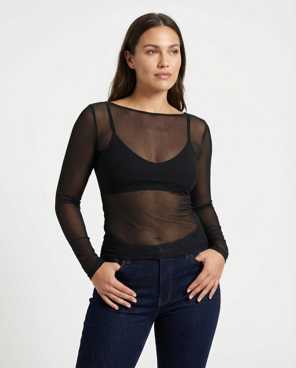 Heidi-Mode | Langärmeliges Mesh-Top