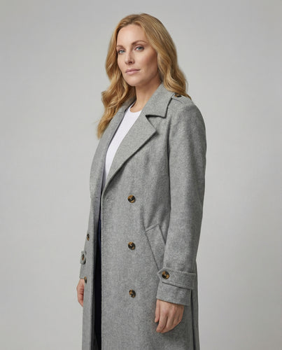 Damen Eleganter lang geschnittener Überwurf mit Doppelknotung Heidi Mode