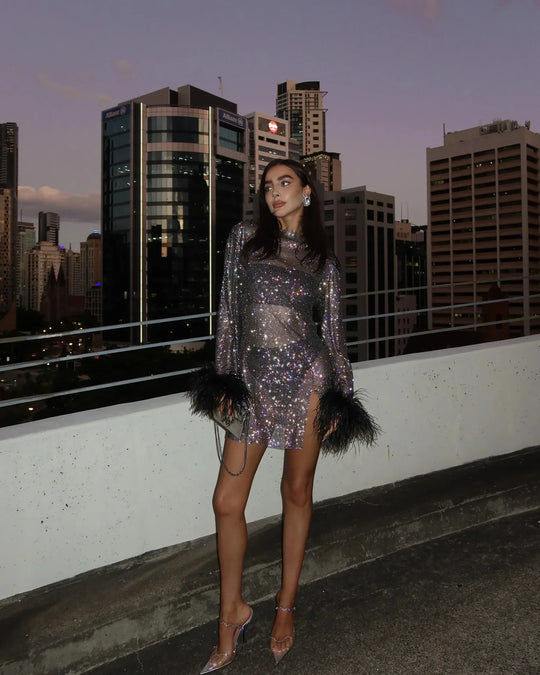 Heidi-Mode | Metallic Mini Kleid