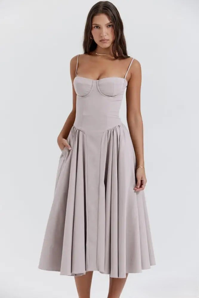 Heidi-Mode | Korsett Midikleid mit Ärmeln Attraktive Passform