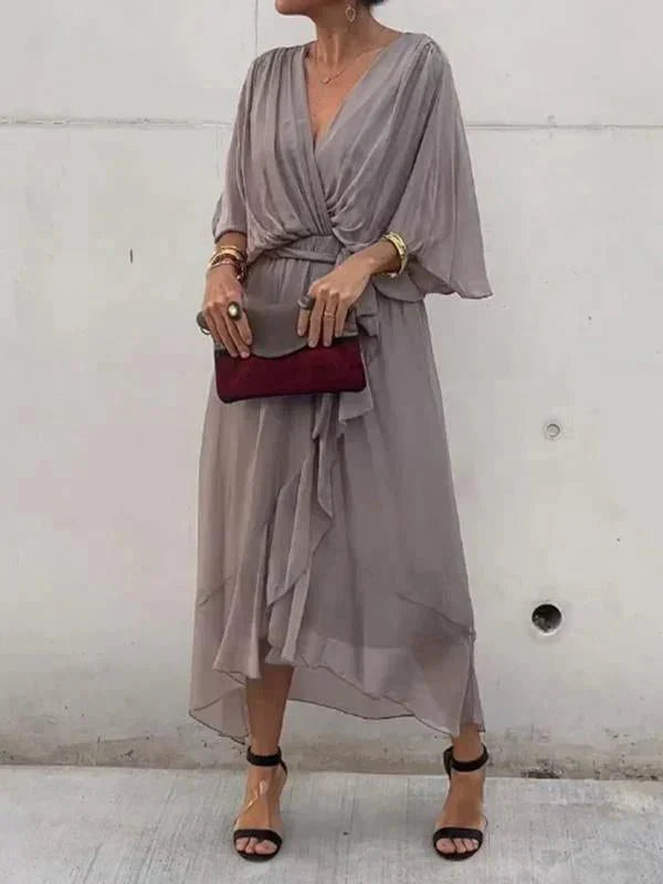 Heidi-Mode | Elegante V-Ausschnitt Kleid Schöner Schnitt