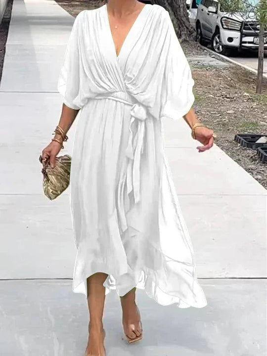 Heidi-Mode | Elegante V-Ausschnitt Kleid Schöner Schnitt