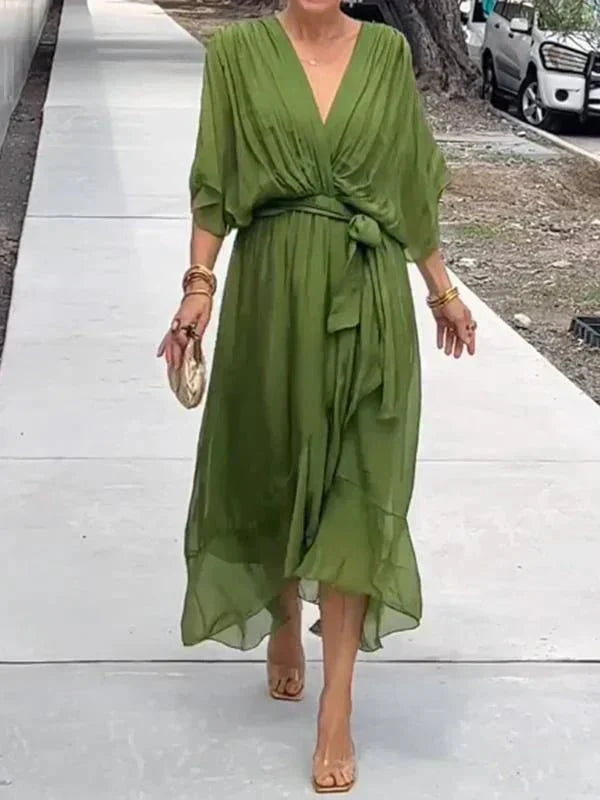 Heidi-Mode | Elegante V-Ausschnitt Kleid Schöner Schnitt