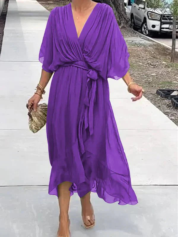 Heidi-Mode | Elegante V-Ausschnitt Kleid Schöner Schnitt