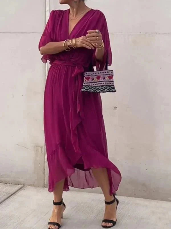 Heidi-Mode | Elegante V-Ausschnitt Kleid Schöner Schnitt