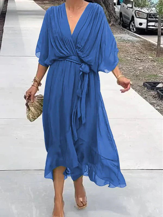Heidi-Mode | Elegante V-Ausschnitt Kleid Schöner Schnitt