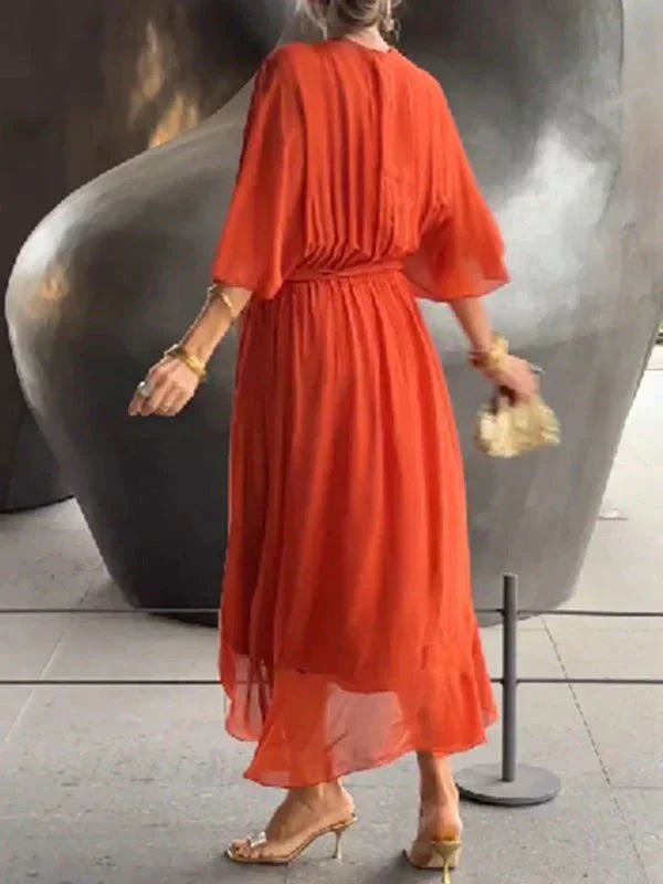 Heidi-Mode | Elegante V-Ausschnitt Kleid Schöner Schnitt