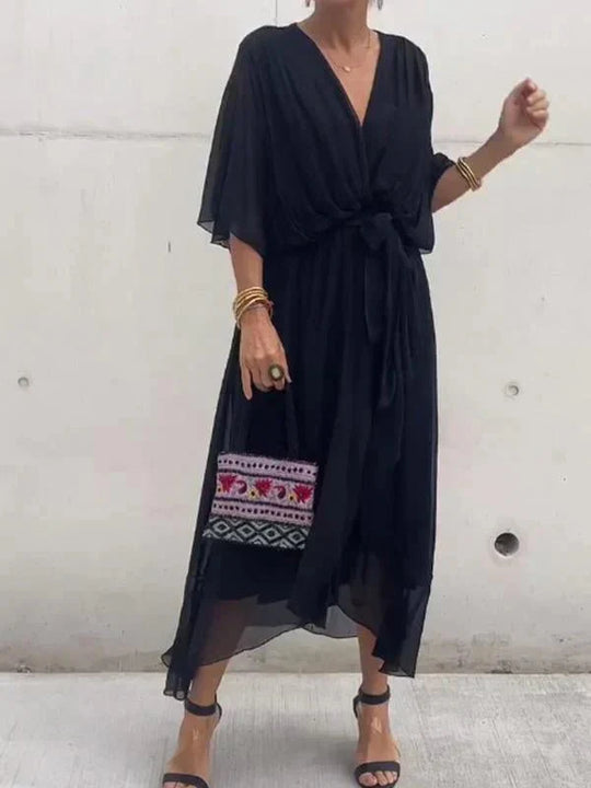 Heidi-Mode | Elegante V-Ausschnitt Kleid Schöner Schnitt