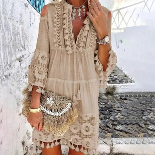 Boho Spitzen-Mini-Kleid