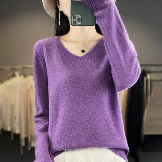 Heidi-Mode | Pullover Doux V-Ausschnitt Für Damen