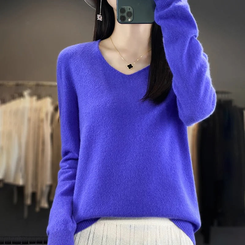 Heidi-Mode | Pullover Doux V-Ausschnitt Für Damen