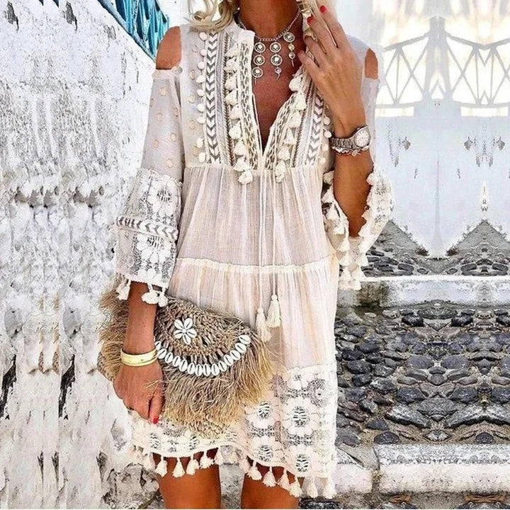 Boho Spitzen-Mini-Kleid