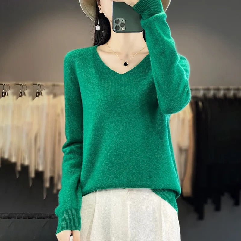 Heidi-Mode | Pullover Doux V-Ausschnitt Für Damen