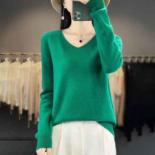 Heidi-Mode | Pullover Doux V-Ausschnitt Für Damen