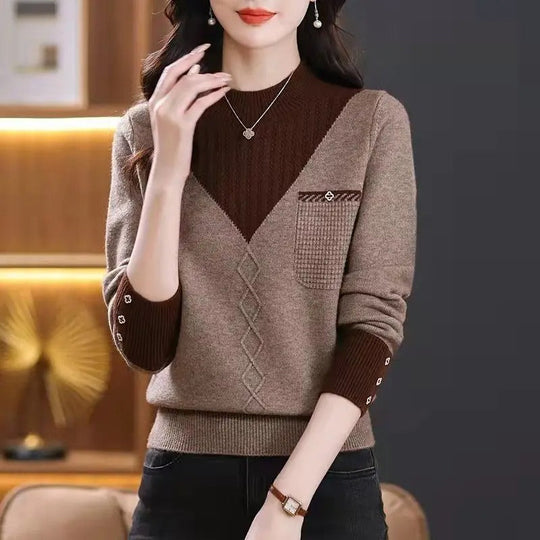Heidi-Mode | Pull mit Stehkragen und kontrastierender Farbe für Damen