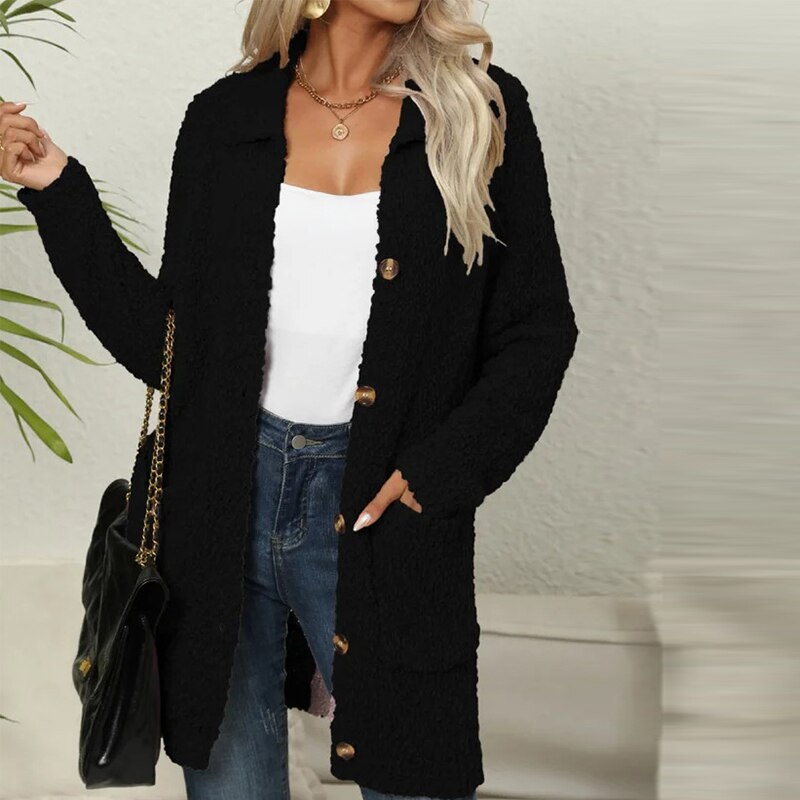Heidi-Mode | Kuscheliges Teddy Weste mit Modischen Taschen für Frauen