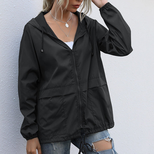 Heidi-Mode | Lässige Winddichte Regenjacke mit Kapuze für Damen