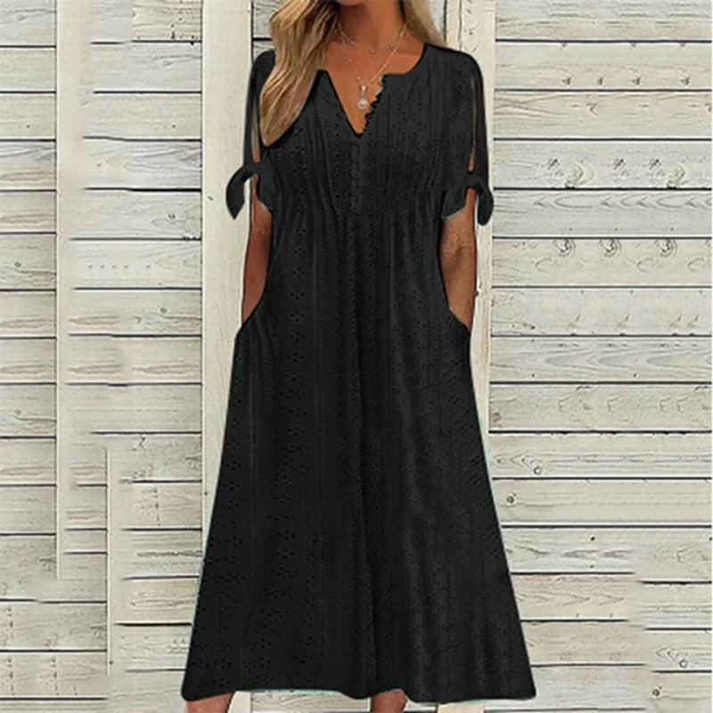 Sommerliches V-Ausschnitt Kleid mit Spitzenakzenten für Damen