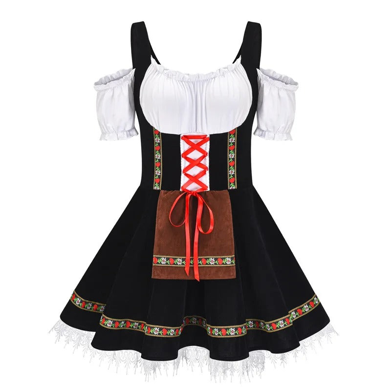 Heidi-Mode - Stilvolle Herbst Traditionelle Dirndl mit Kurzen Ärmeln für Frauen