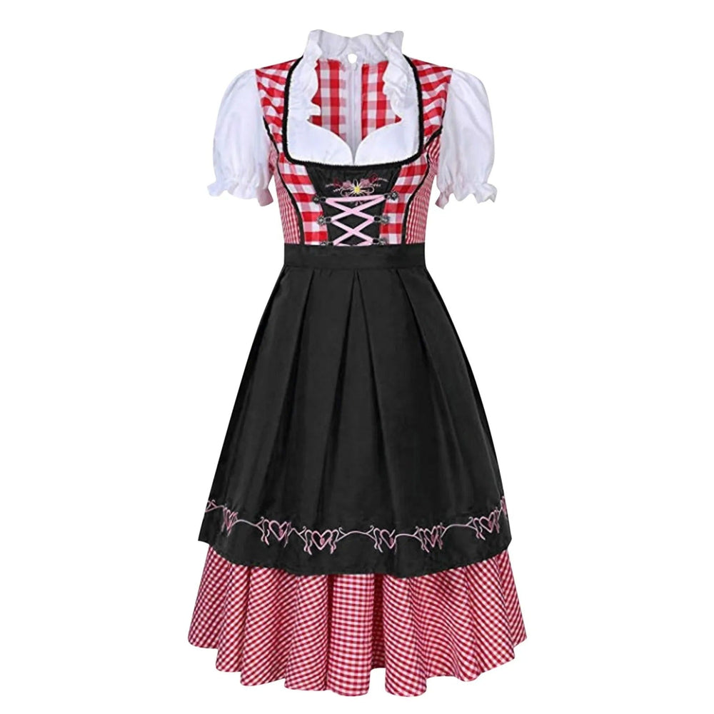 Heidi-Mode | Oktoberfest Dirndl mit kariertem Muster und kurzen Ärmeln