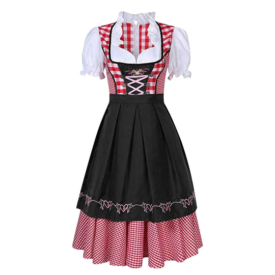 Heidi-Mode | Oktoberfest Dirndl mit kariertem Muster und kurzen Ärmeln