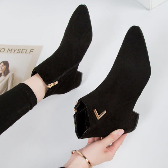 Heidi-Mode | Stilvolle Lässige Leder Stiefeletten mit Niedrigen Absätzen für Frauen