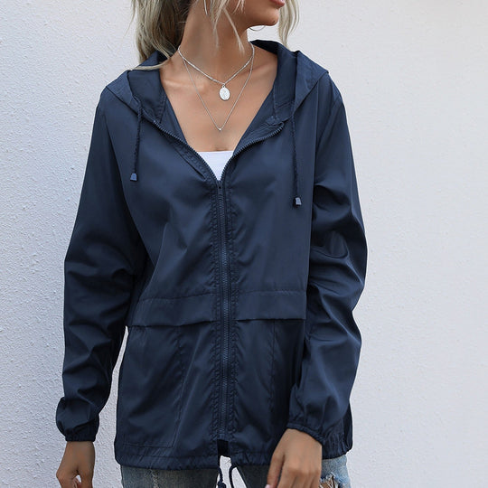 Heidi-Mode | Lässige Winddichte Regenjacke mit Kapuze für Damen
