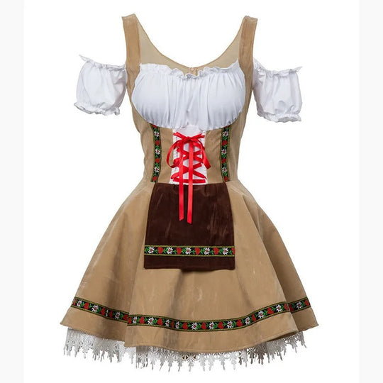 Heidi-Mode - Stilvolle Herbst Traditionelle Dirndl mit Kurzen Ärmeln für Frauen