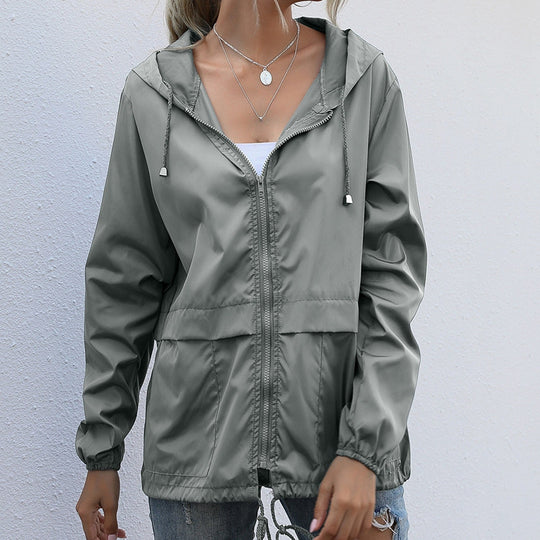 Heidi-Mode | Lässige Winddichte Regenjacke mit Kapuze für Damen