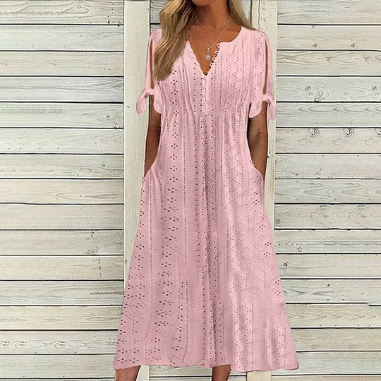 Sommerliches V-Ausschnitt Kleid mit Spitzenakzenten für Damen
