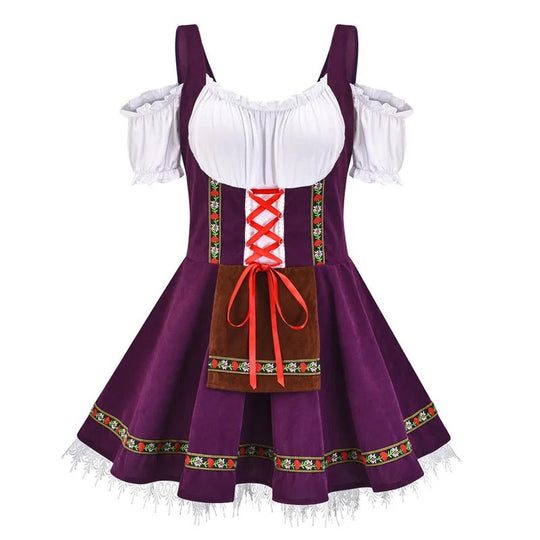 Heidi-Mode - Stilvolle Herbst Traditionelle Dirndl mit Kurzen Ärmeln für Frauen