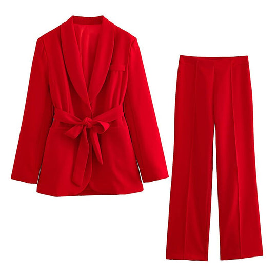 Heidi-Mode | Elegante Blazer mit Gürtel und Passender Hose
