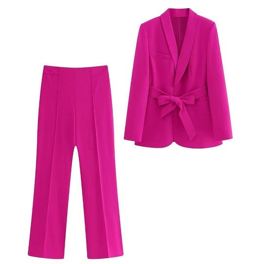 Heidi-Mode | Elegante Blazer mit Gürtel und Passender Hose