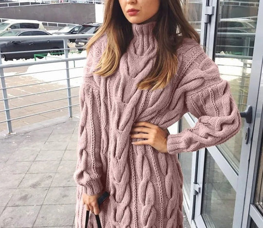 Heidi-Mode | Warmer Damen Rollkragenpullover Mit Zopfmuster