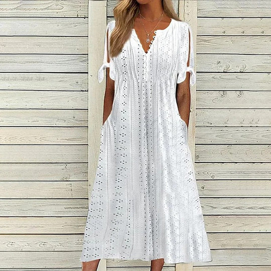 Sommerliches V-Ausschnitt Kleid mit Spitzenakzenten für Damen