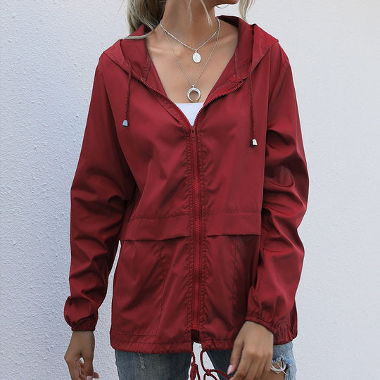 Heidi-Mode | Lässige Winddichte Regenjacke mit Kapuze für Damen
