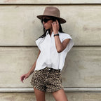 Heidi-Mode - Denim Leopard Shorts