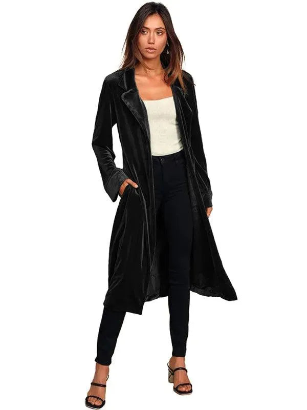 Heidi-Mode | Samt Lange Blazer Damen Mantel