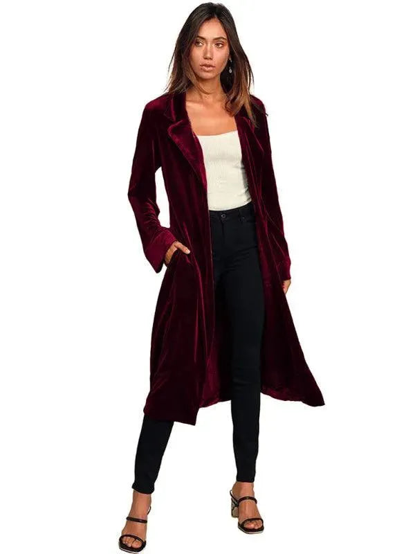 Heidi-Mode | Samt Lange Blazer Damen Mantel