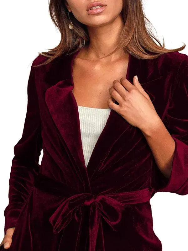Heidi-Mode | Samt Lange Blazer Damen Mantel