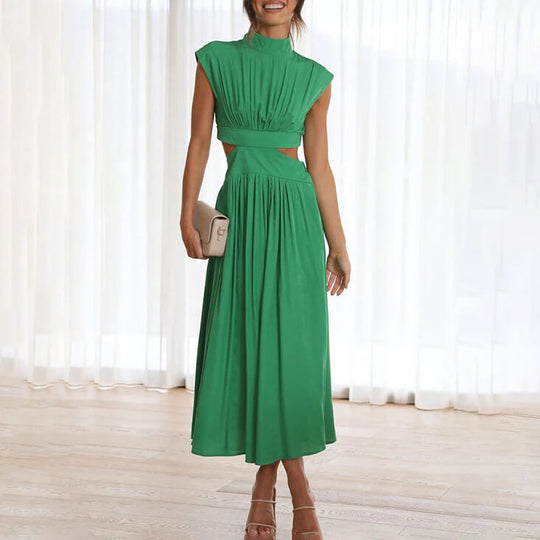 Heidi-Mode | Hochgeschlossen Gefaltetes Elegante Sommerkleider Damen