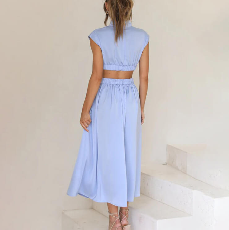Heidi-Mode | Hochgeschlossen Gefaltetes Elegante Sommerkleider Damen